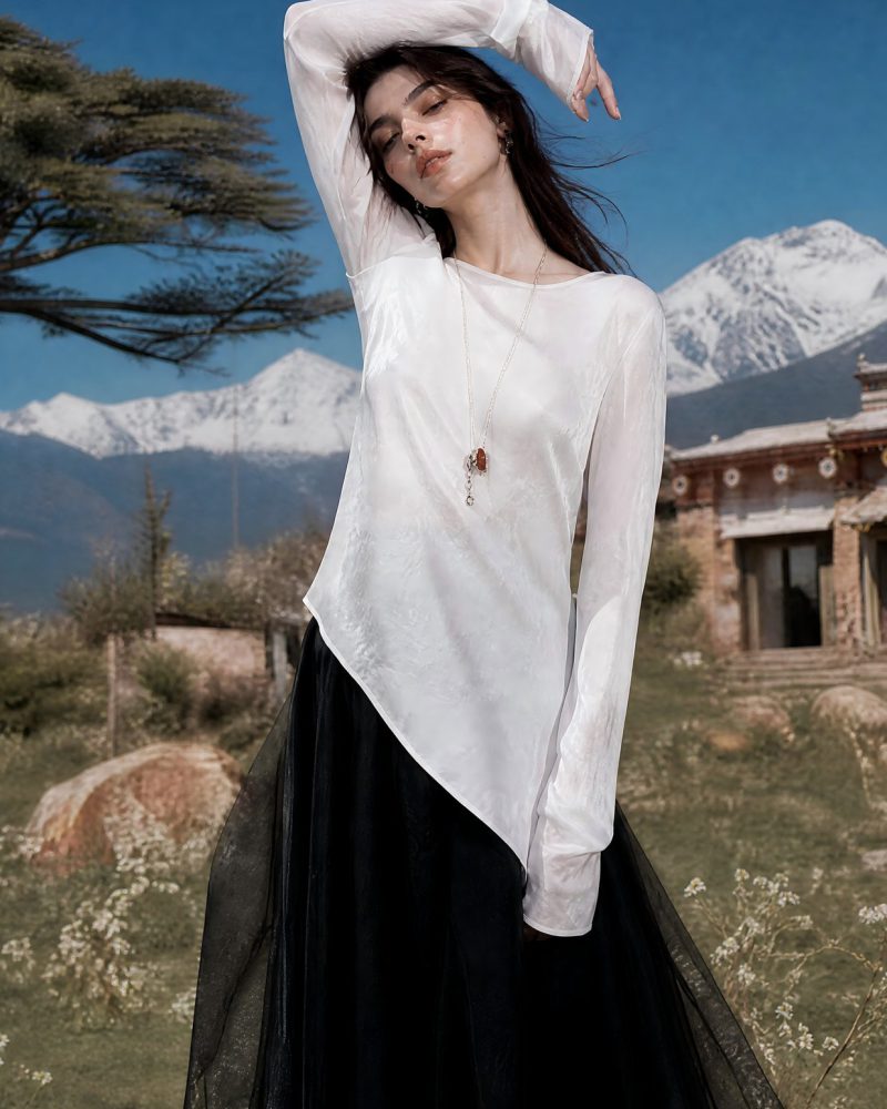 White Bias-Cut Sleeve